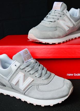 Кроссовки new balance 574 gray pink серые с розовым женские 👩‍🦰 новые (арт.4420)
