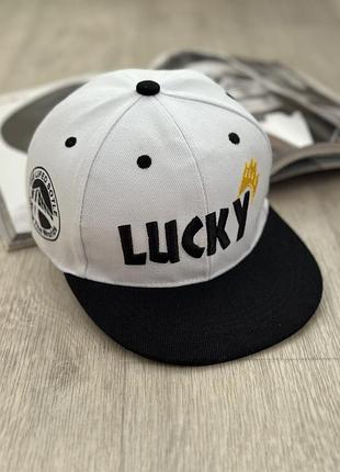 Кепка детская снепбек (snapback) lucky белый с черным 50-54р (2231)