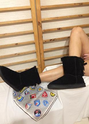 Женские зимние чёрные замшевые угги овчина 41
