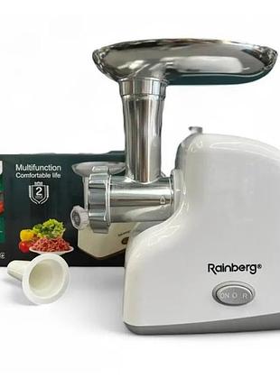 Мясорубка электрическая rainberg rb-2319 с системой реверса насадка куббе 3000вт white