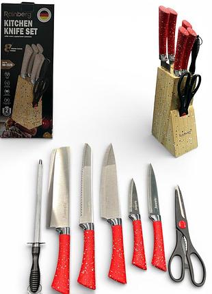 Набір ножів з нержавіючої сталі з основою rainberg rb-2328 red