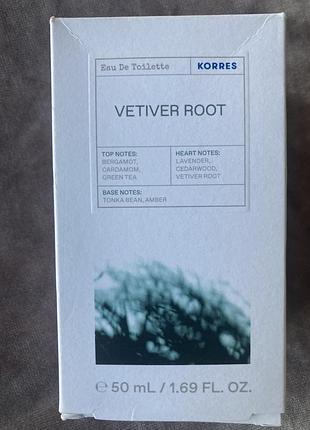 Korres vetiver root, вода туалетна, 50мл.  базові ноти бергамот, кардамон, зелений чай