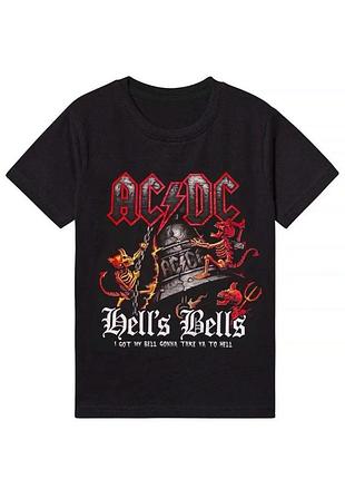 12-14 лет детская черная футболка ac/dc “hells bells”
