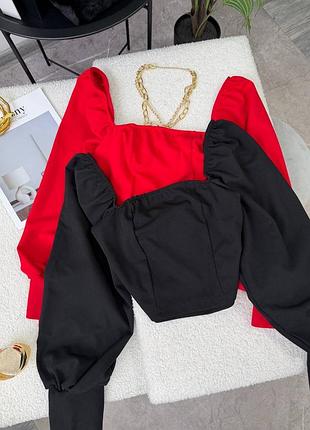 Жіночий топ з крепдайвінгу, червоний / чорний, модель 049