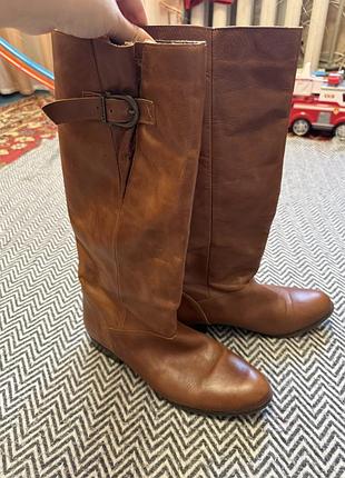 Шкіряні демісезонні чоботи жіночі 41 розмір коричневі