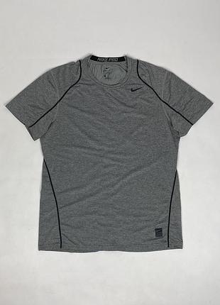 Футболка nike pro fitted dri-fir 703104-091 оригінал сіра спортивна чоловіча для спорту професійна розмір l