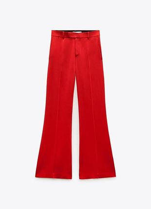 Червоні сатинові брюки zara