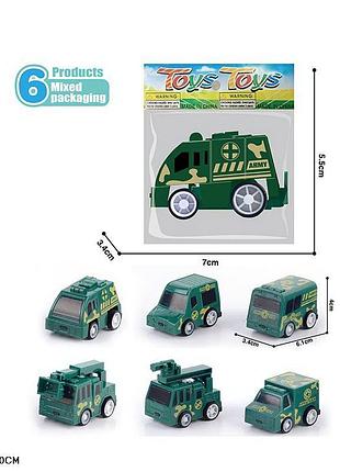 Машина арт. 738-103 (1800шт/2) военная, 6 видов, пакет 7*5,5см