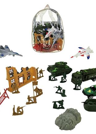 Военный набор арт. 0066-s4 (96шт/2)танк, самолет, машина, фура, военный, аксессуары, рюкзак 19*22*5см