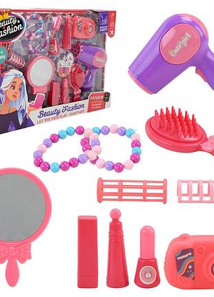 Стиліст набір арт. ms-1106 (72шт/2) фен, розчіска, бігуді, помада, браслети, аксес короб. 35*5*25