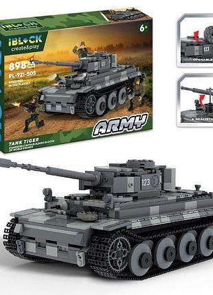 Конструктор iblock арт. pl-921-505 (6шт) армія, танк tігр, 898дет.,3фігурки, короб.48*32*9см