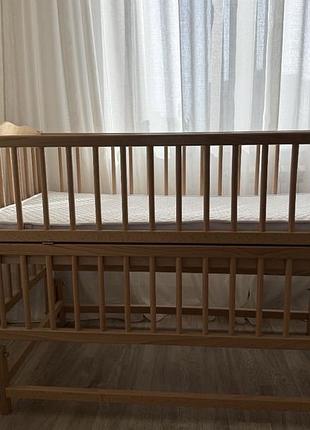 Деревʼяне ліжечко + ортопедичний матрас