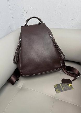 Рюкзак шкіряний класичний коричневий шоколад