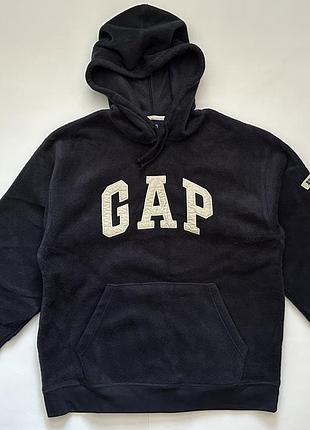 Винтажная флиска, худи vintage gap embroidered fleece hoodie pullover jumper