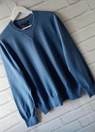 Чоловічий светр джемпер bsnana republic котон з кашеміром блакитного кольору розмір xl
