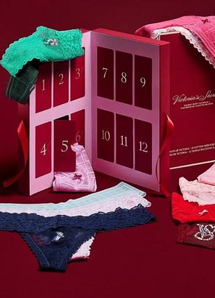 Эксклюзов! адвент календарь 12 трусиков victoria's secret набор трусов виктория сикрет подарочная упаковка s и m