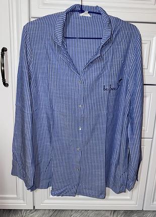 Льняная рубашка в полоску zara из льна льняна сорочка з льону