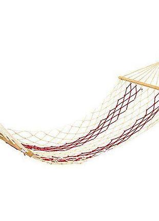 Гамак-сетка с деревянными перекладинами to-6047 бежево-красный (59429176), no branding