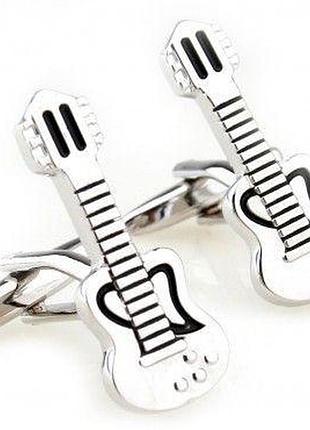 Запонки гітара сріблясті zph-1107