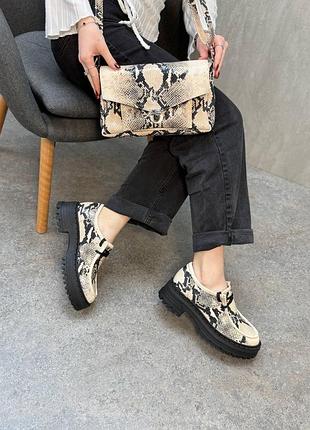 Туфлі монблан на шнурках шкіра пітон еклюзив демі