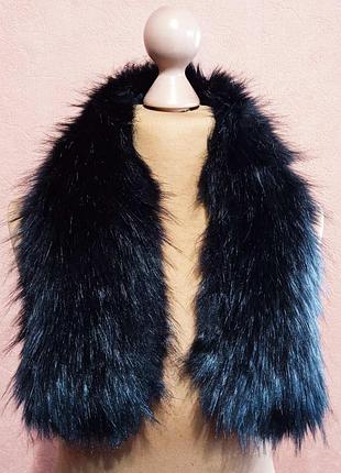 Готовый воротник экомех на подкладке (15 х 75 см).