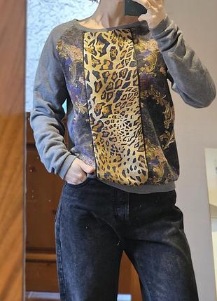 Свитшот кофта теплый животный принт леопардовый