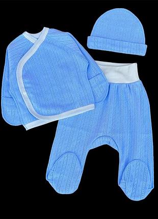 Комплект 3в1: распашонка, ползунки, шапочка "принт", измельченная трансфер тм "happy тoт” (56 см)