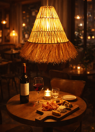 Солом&rsquo;яний підвісний абажур з пальмового листя. ручна робота