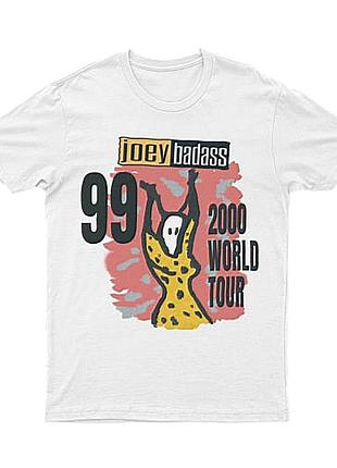 Футболка белая мужская с принтом joey bapass world tour
