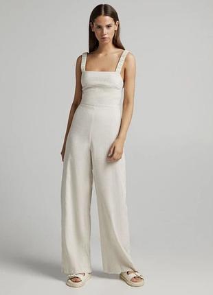 Льняний комбінезон з відкритою спиною