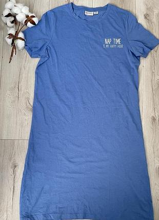 Блакитна бавовняна нічна сорочка blue motion