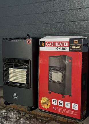 Портативный газовый обогреватель 4200 вт royal gh 500 + комплект для подключения (редуктор, шланг, прокладка, хомуты-зажимы)