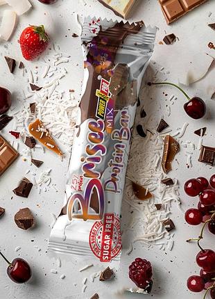 Батончик power pro 25% brisee protein bar sugar free, 55 грамів мікс