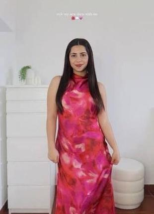 Жіноча атласна сукня zara різнокольорова розмір с та хл