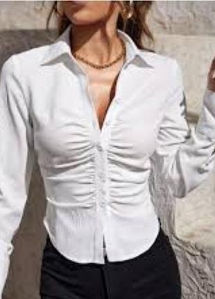 Рубашка женская белая приталенная zara