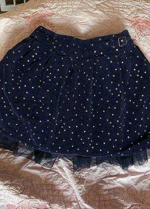 Юбка нарядная пышная в звездочки 5 6 лет микровельвет вельветовая