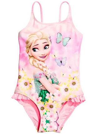 4-6 лет детский розовый слитный купальник h&m disney «холодное сердце»