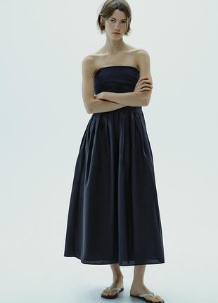 Поплінова сукня без бретельок