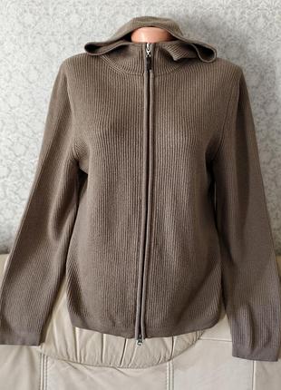 Gran sasso кардиган женский шерсть мужской на молнии с капюшоном теплый коричневый капучино