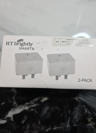 Комплект из двух умных розеток ht brightly smart с вилками британского стандарта. в комплекте 2шт
