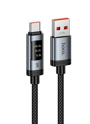 Кабель hoco type-c lord digital display charging data cable u148 |1.2m, 5a, 100w|