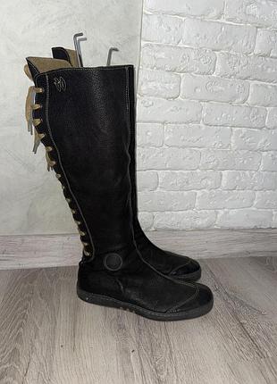 Шкіряні чоботи на низькому ходу змійка і шнурівка pataugas 41р стелька 26,5