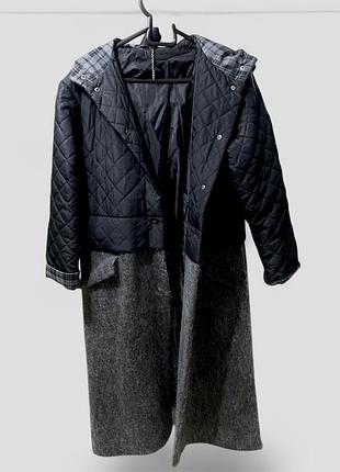 Пальто авангардне чорне вовняне українського пошиву xs-m