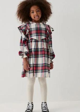 Теплое хлопковое платье платье в клетку next
