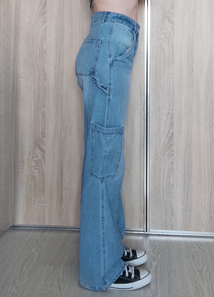 👖джинсы h&amp;m 100% хлопок весна высокая талия широкие голубые / y2k нулевые 2000 весенние брюки на весну 3