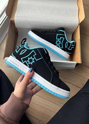 Жіночі  демісезонні спортивні кросівки dc court graffik black blueчоловічі спортивні демісезонні кросівки