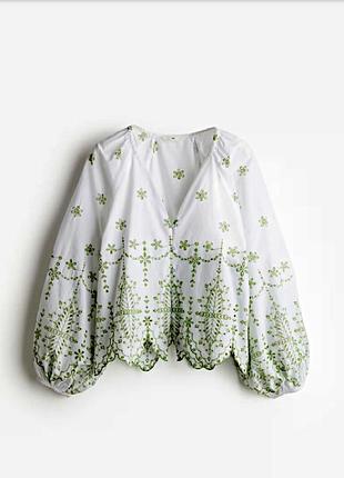 Блуза с ажурной  вышивкой h&m