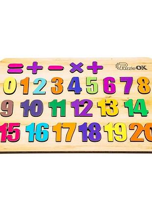 Деревянный пазл-вкладыш "цифры" puz-11230 а4, 27 элементов