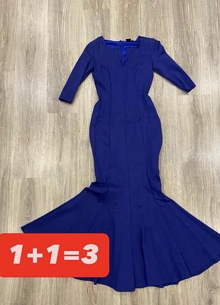 Довга сукня-рибка кольору електрик 1+1=3