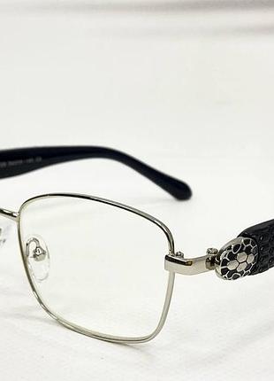 Очки для коррекции зрения женские металлические с пластиковыми дужками и защитой от синего света серебристый, +2.0